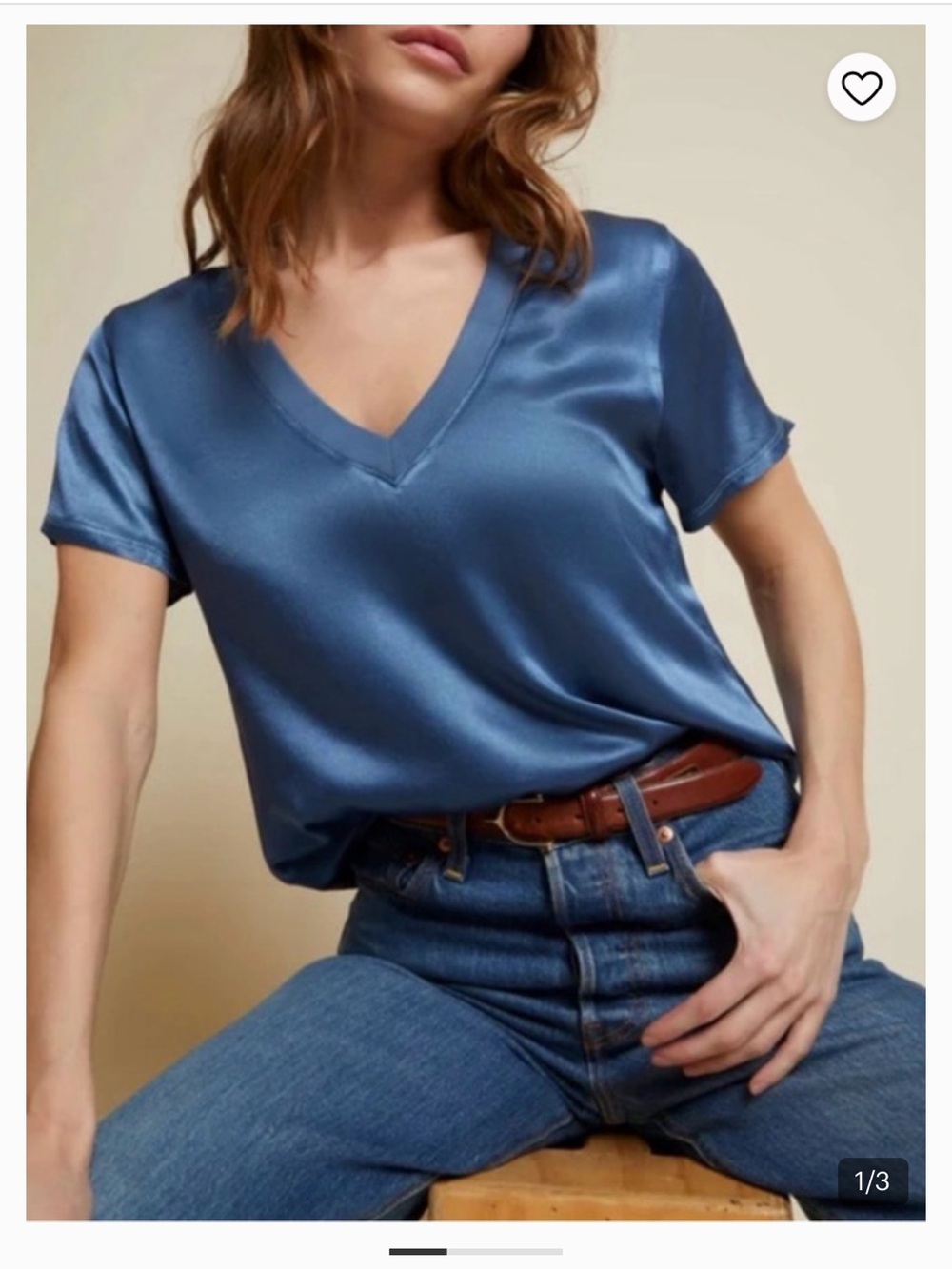 Nation LTD June Satin V-Neck Top in Harbor Blue
Size XS